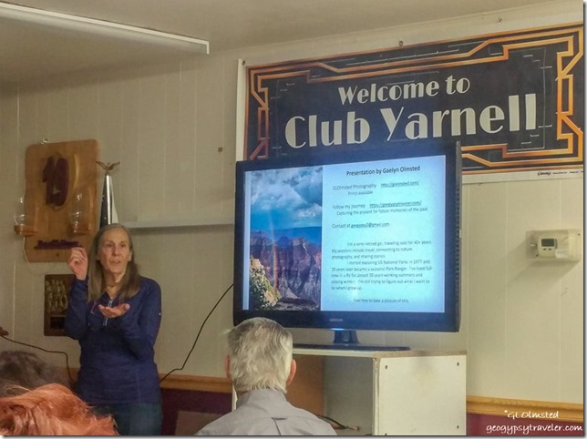 Gaelyn presenting Club Yarnell Arizona by Joann
