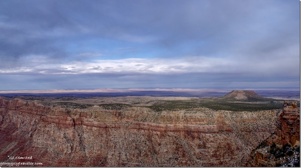View NE & Cedar Mountain from Desert View Watchtower South Rim Grand Canyon National Park Arizona