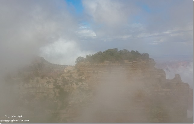 Clouds around Sky Island Walhalla overlook North Rim Grand Canyon National Park Arizona