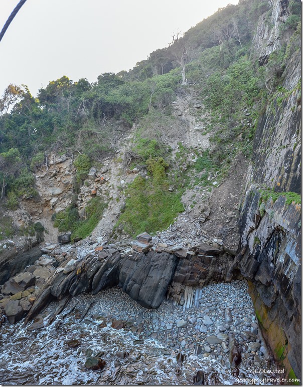 Rocky shore below bridge Suspension Bridge trail at Storms River Mouth Tsitsikamma National Park South Africa