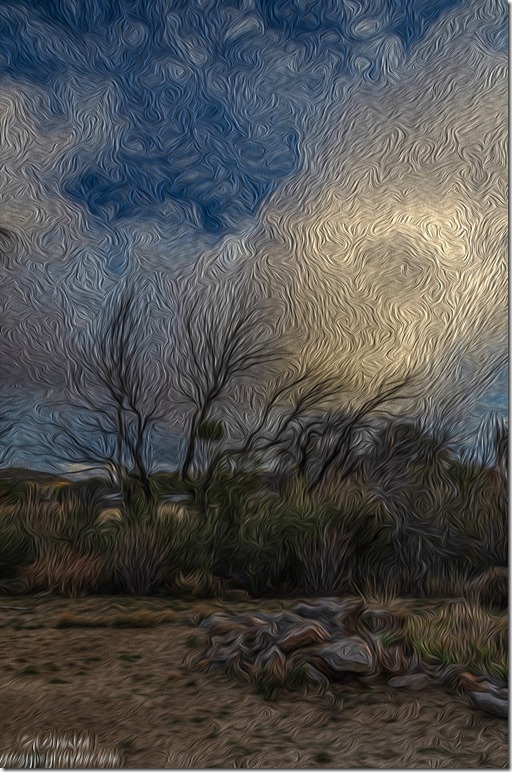 trees sunset clouds Yarnell Arizona oil paint