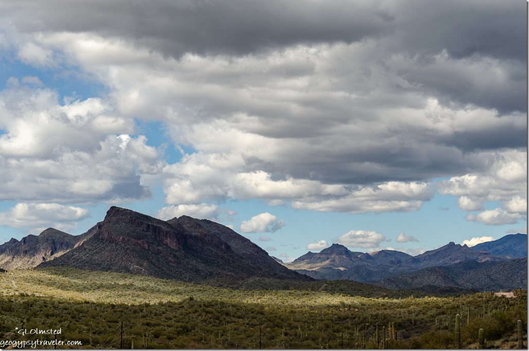 cactus mountains clouds Castle Hot Springs Road Arizona
