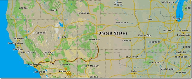Durango to LA map