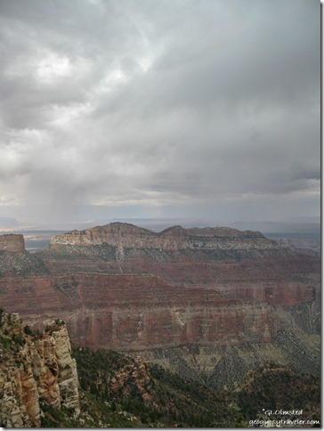 Stormy sky over Nankoweap from Point Imperial Walhalla Plateau North Rim Grand Canyon National Park Arizona
