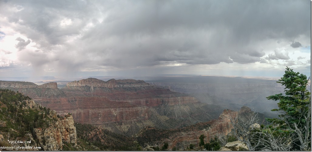 Stormy sky over Nankoweap from Point Imperial Walhalla Plateau North Rim Grand Canyon National Park Arizona