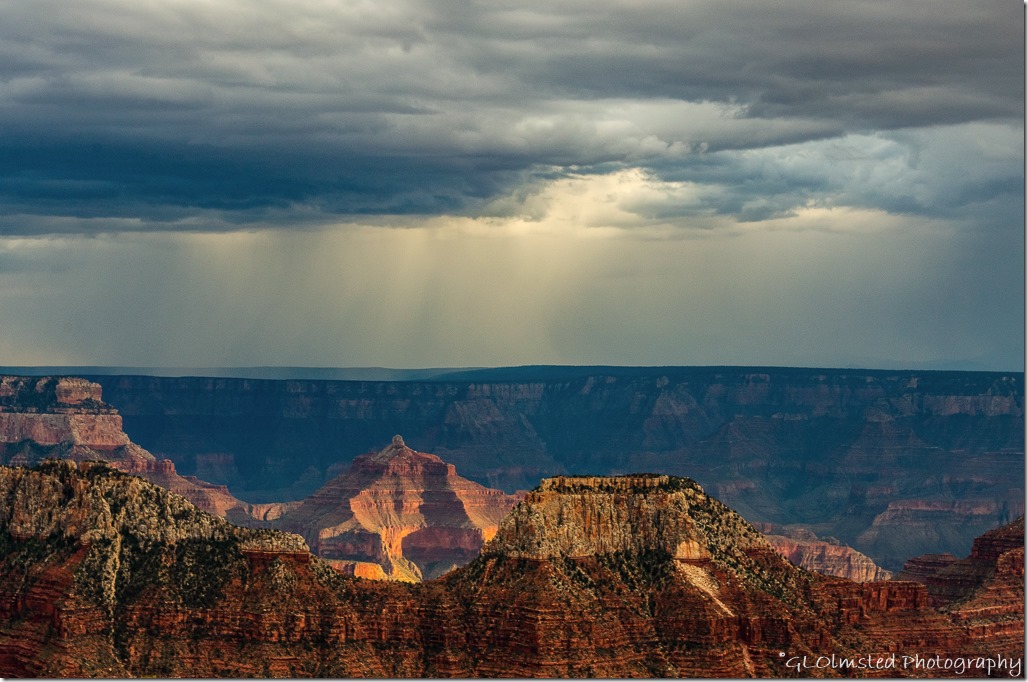 Storm & last light on Angles Gate from Lodge North Rim Grand Canyon National Park Arizona
