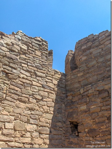 stone walls corner Aztec Ruin National Monument New Mexico