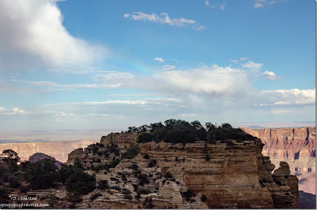 Rainbow over canyon Walhalla Plateau North Rim Grand Canyon National Park Arizona