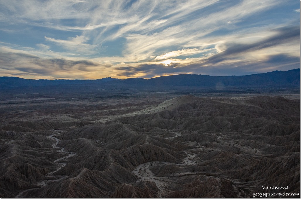 Sunset over Badlands from Fonts Point Anza-Borrego Desert State Park California