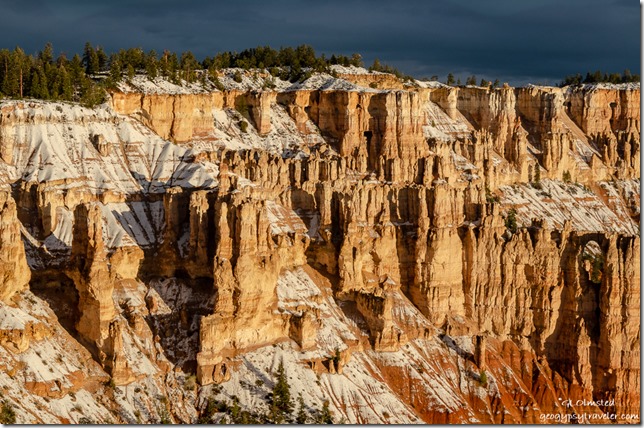 first light hoodoos amphitheater clouds Bryce Point Bryce Canyon National Park Utah
