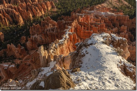 snow first light hoodoos amphitheater clouds Bryce Point Bryce Canyon National Park Utah