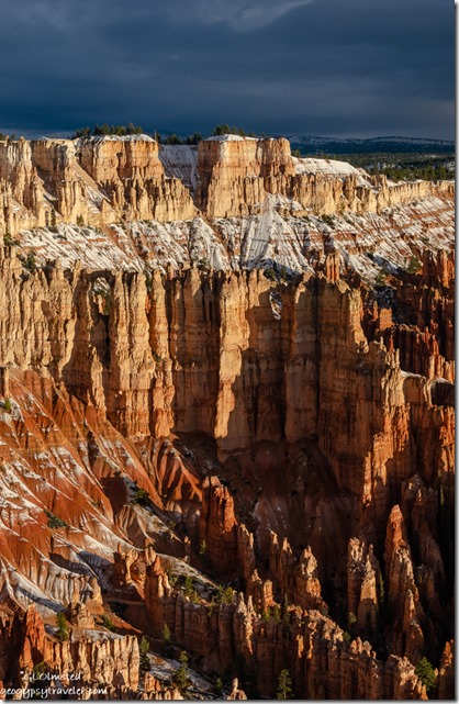 first light hoodoos Wall of Windows amphitheater clouds Bryce Point Bryce Canyon National Park Utah