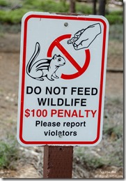 sign Do not feed wildlife Bryce Canyon National Park Utah
