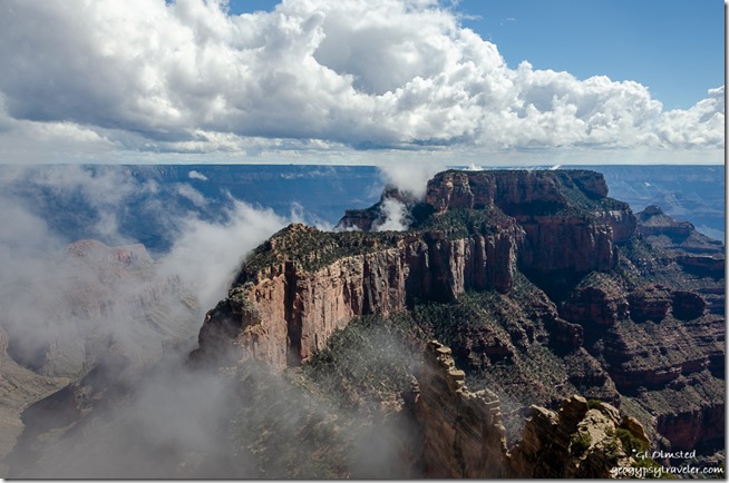 Clouds around Wotan's Throne Cape Royal North Rim Grand Canyon National Park Arizona