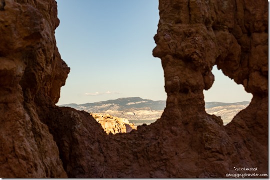 view through Hoodoo windows Navajo Loop Trail Bryce Canyon National Park Utah