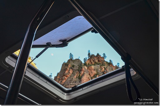 Cliff thru shuttle skylight Zion National Park Utah