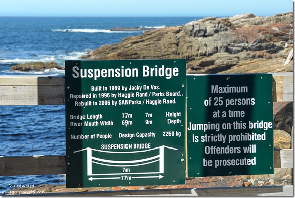 Sign Suspension Bridge trail Tsitsikamma National Park South Africa