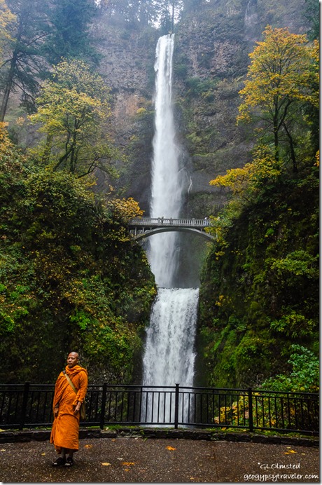 Monk Multnomah Falls Oregon