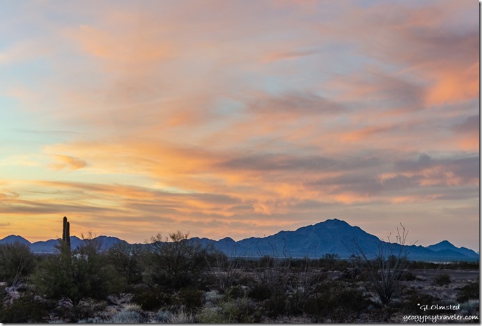 desert mountains sunset clouds Palm Canyon Road BLM Kofa National Wildlife Refuge Arizona