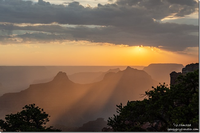 Sunset crepuscular rays Cape Royal North Rim Grand Canyon National Park Arizona