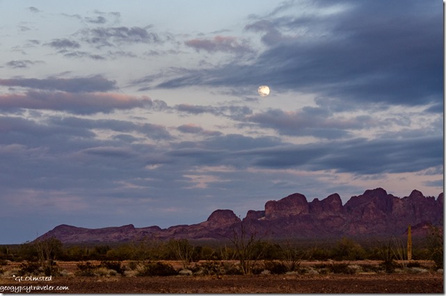 desert Kofa Mountains moon clouds Palm Canyon Road BLM Kofa National Wildlife Refuge Arizona