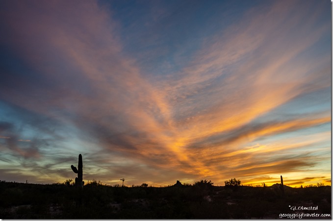 desert windmill sunset clouds Darby Well Road BLM Ajo Arizona