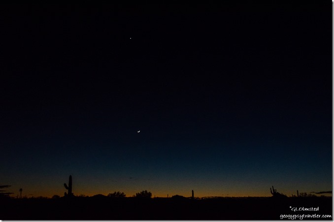 desert sunset crescent moon Venus Darby Well Road BLM Ajo Arizona