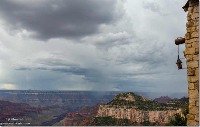 Stormy sky over canyon from Lodge North Rim Grand Canyon National Park Arizona