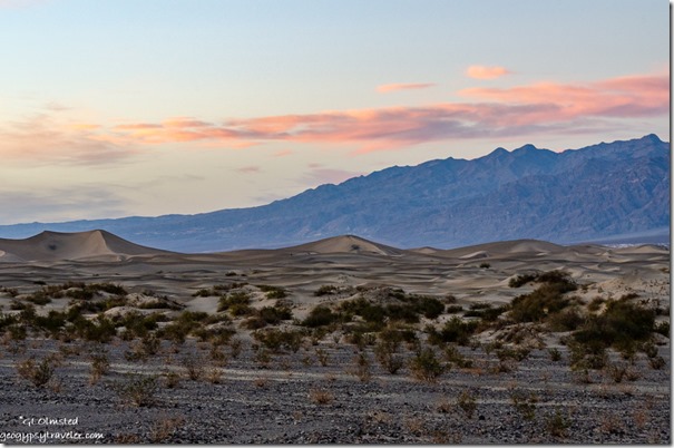Mesquite dunes mountains sunset Death Valley National Park California