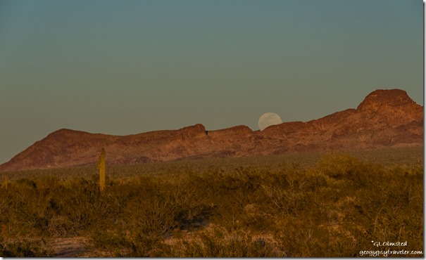 desert Kofa Mountains full moon rise Palm Canyon Road Kofa National Wildlife Refuge Arizona