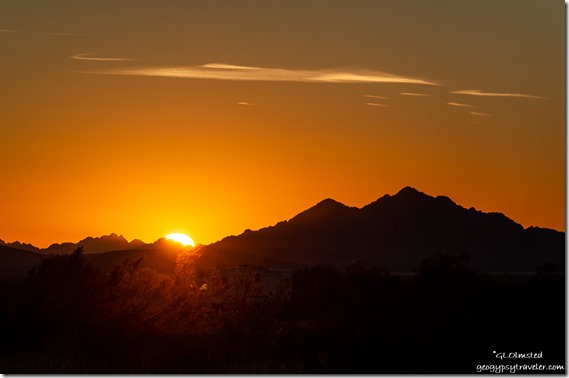 Trigo Mountains sunset Palm Canyon Road Kofa National Wildlife Refuge Arizona