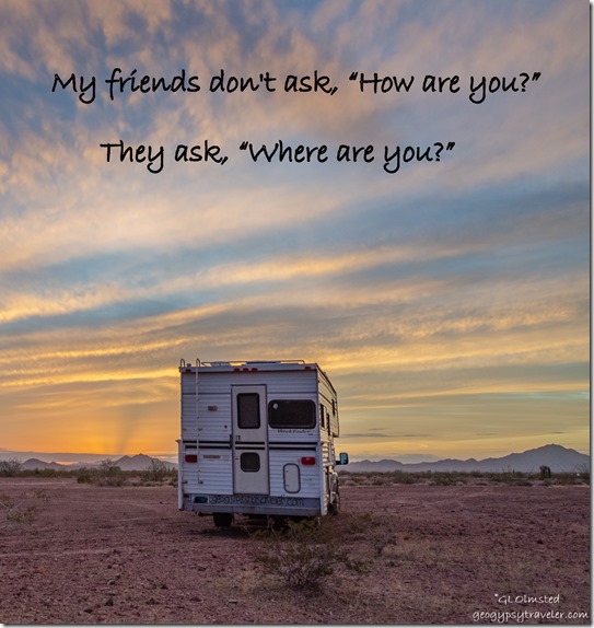 truckcamper desert sunset clouds Palm Canyon Road Kofa National Wildlife Refuge Arizona