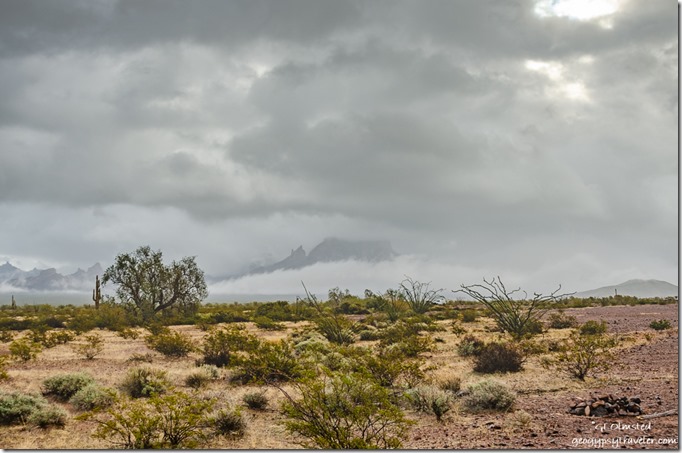 desert Kofa Mountains low clouds Palm Canyon Road Kofa National Wildlife Refuge Arizona