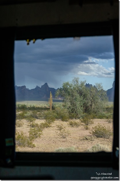 window view desert Kofa Mountains clouds Palm Canyon Road Kofa National Wildlife Refuge Arizona
