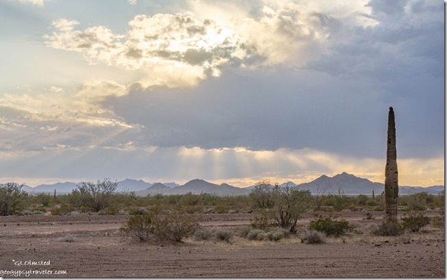 desert mountains sunset clouds crepuscular rays Palm Canyon Road Kofa National Wildlife Refuge Arizona