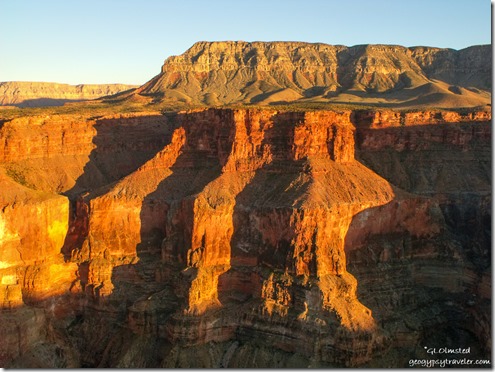 Light & shadows on canyon wall across from Tuweep Grand Canyon National Park Arizona