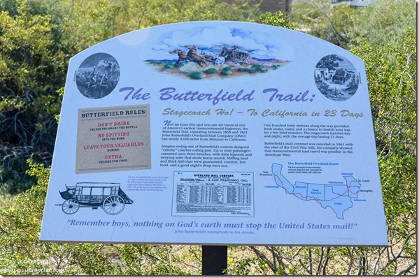 interp sign Butterfield Trail Gila River Painted Rock Petroglyph site Arizona