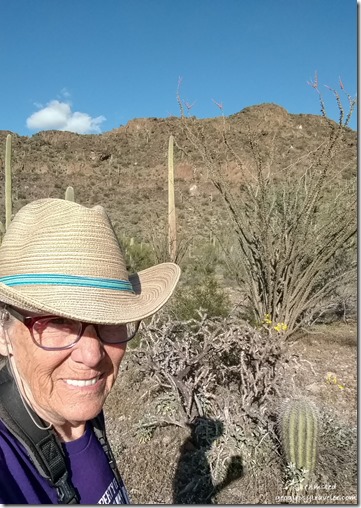 Gaelyn & shadow desert Ajo Mountain Drive Organ Pipe Cactus National Monument Arizona