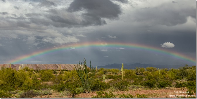 Sonoran Desert mountains rainbow clouds BLM Darby Well Road Ajo Arizona