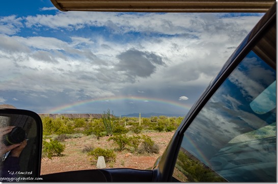 truck desert mountains storm clouds rainbow BLM Darby Well Road Ajo Arizona