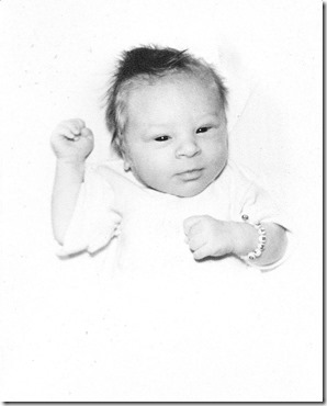 Gail Lynn Olmsted hours old 3-26-1954