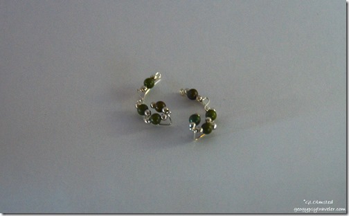 Ear vines green jade and sterling silver beads