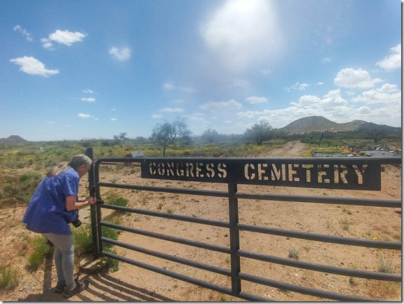 Gaelyn closing gate cemetery Congress Arizona by Joann
