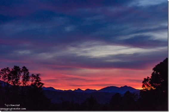 trees Weaver Mountains sunset clouds Walnut Grove Arizona