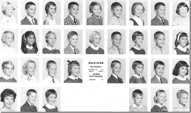Madison School 3rd grade class Sept 1962 Hinsdale Illinois