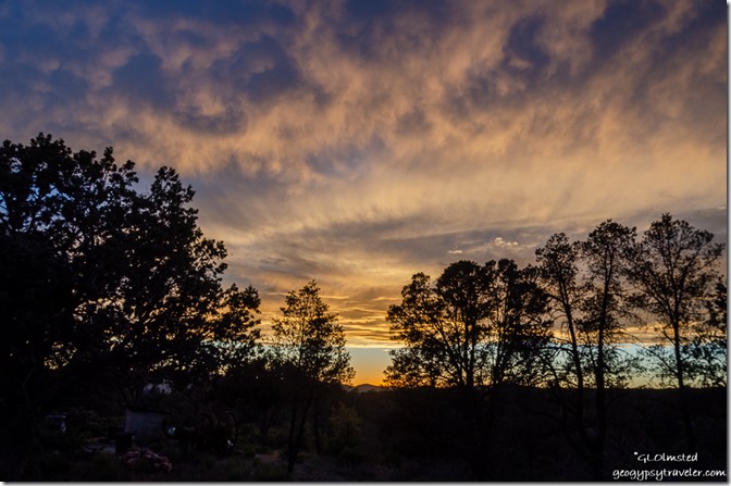 trees sunset clouds crepuscular rays Walnut Grove Arizona