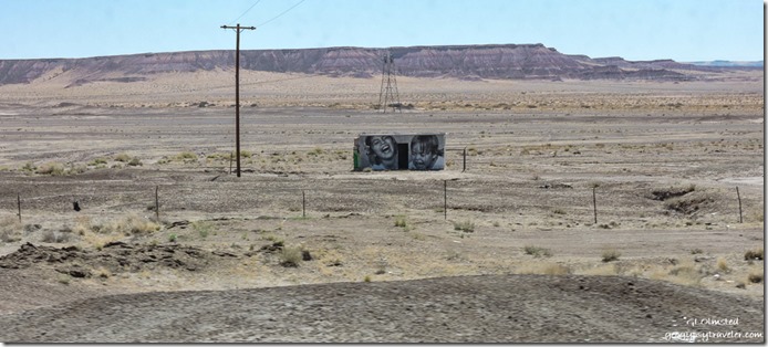 art on empty building Navajo Reservation SR89 Arizona