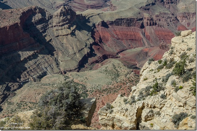 View deep into canyon from Moran Point South Rim Grand Canyon National Park Arizona