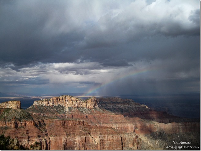 Rainbow over Saddle Mountain from Point Imperial Walhalla Plateau North Rim Grand Canyon National Park Arizona