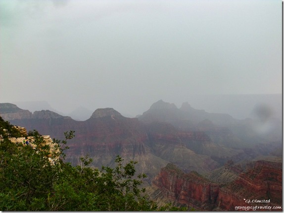 Fog over temples from Lodge North Rim Grand Canyon National Park Arizona